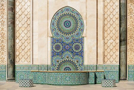 Morocco. Detail of Hassan II Mosque in Casablancaの写真素材