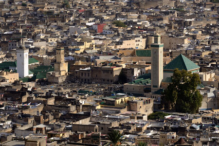Morocco. Aerial view of the medina in Fesの写真素材