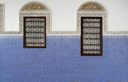 Morocco. Jamee lakbire Medersa in the medina of Sale. Detail of decor