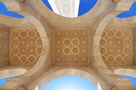 Morocco. Arcade and ceiling of Hassan II Mosque in Casablancaの写真素材