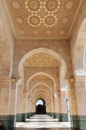 Morocco. Arcade of Hassan II Mosque in Casablancaの写真素材