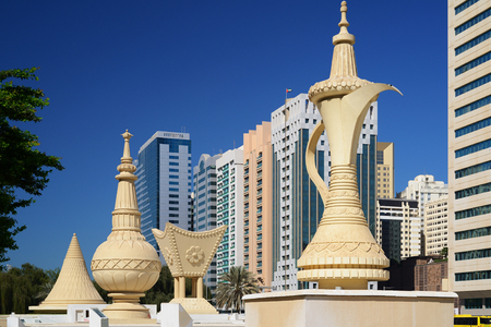 Monuments of Ittihad Square in Abu Dhabi.の写真素材