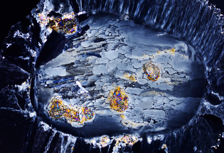 Colorful micro crystals in polarized light.
