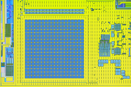 Extreme close up of silicon micro chip.