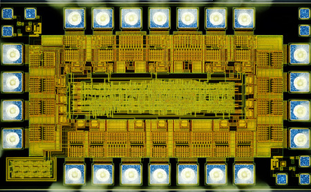 Extreme close up of silicon micro chip.の写真素材