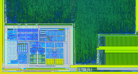Extreme close up of silicon micro chip.