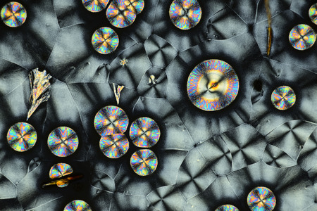 Colorful micro crystals in polarized light.