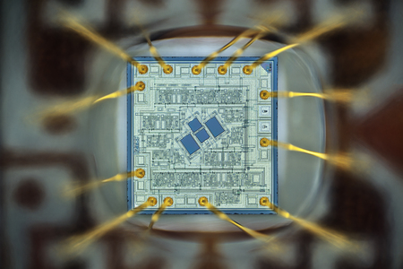 Extreme close up of silicon micro chip.の写真素材