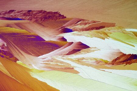 Photo through a microscope of crystals growing from the melt of ammonia alum. Polarized light...