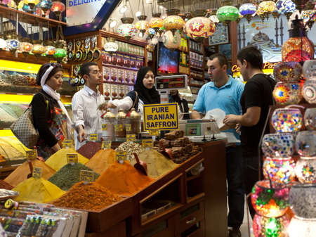 Typical crowded bazaar scene just before Bairam in the Egyptian Bazaar (Istanbul Spice Market)....