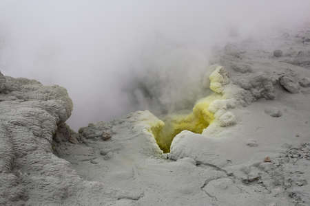 Volcanic vents with smoke, sulfur and ash on Kamchatka の写真素材