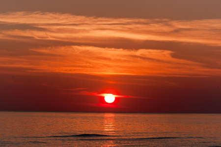 Great red sunset over sea, Turkey の写真素材