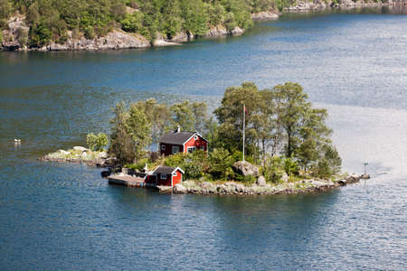 Typical fishing hut on island in Norway.