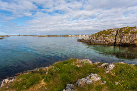 Norway landscape with fjords and deep blue sky.の写真素材