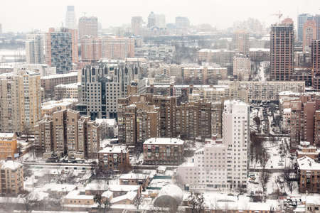 Panoramic view in winter of the city of Kiev, Ukraine.の写真素材