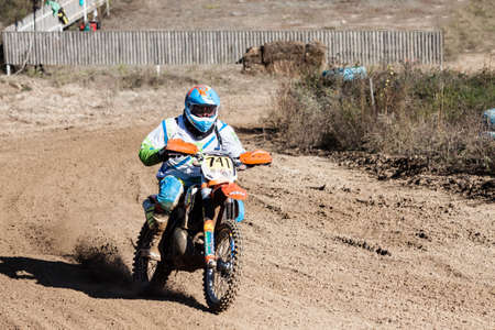 Kiev, Ukraine - October 17, 2016: Motocross riders and bikes, during Championship of Ukraine on cross-country final stage.のeditorial素材