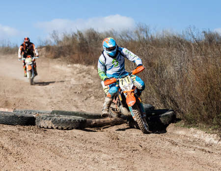 Kiev, Ukraine - October 17, 2016: Motocross riders and bikes, during Championship of Ukraine on cross-country final stage.のeditorial素材
