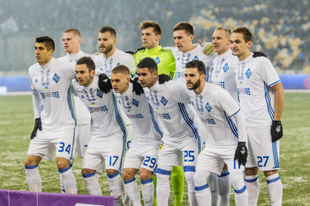 Kiev, Ukraine - December 12, 2016: FC Dynamo Kyiv players team photo before the start game against FC Shakhtar Donetsk during Ukrainian Premier League match at NSC Olimpiyskiy stadium.のeditorial素材