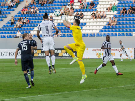 Kyiv, Ukraine - July 27, 2017: Players in action during the UEFA Europa League match between FC Olimpik Donetsk vs FC PAOK at Stadion Dynamo in Kyiv, Ukraine.のeditorial素材