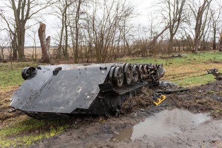 KYIV REGION, UKRAINE 08.04.2022 Irpin, Bucha, Demidov. Atrocities of the russian army in the suburbs...