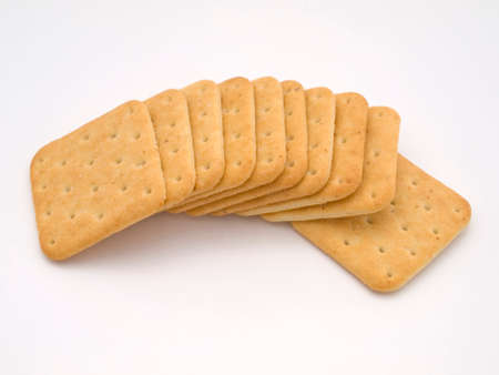 Line of salty crunchy crackers
