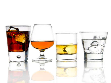 Various alcohol cocktails on white backgroundの写真素材