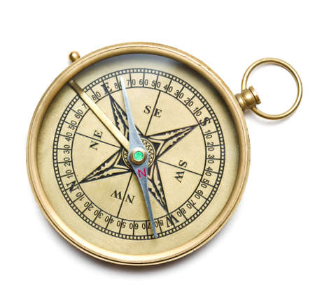 Old fashioned compass on white background