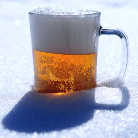 beer snow sun ight spring day