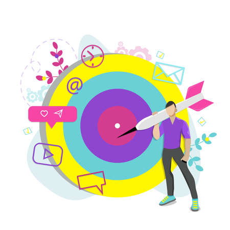 Business target concept, referral and affiliate partnership program. flat vector illustration.のイラスト素材