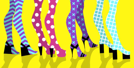 Female legs in heels and stockings. flat vector illustration.のイラスト素材