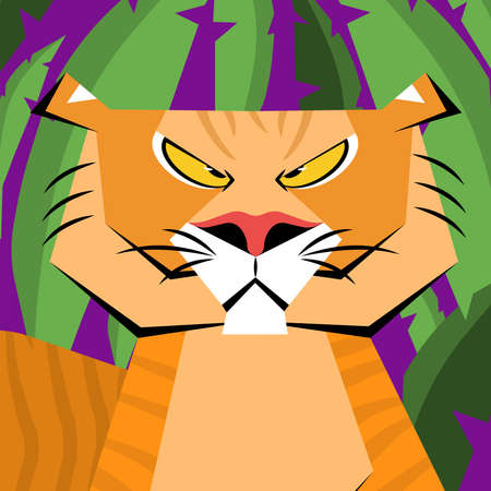 Roaring tiger. symbol of 2022. flat vector illustration.のイラスト素材