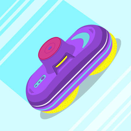 Multicolored glass cleaning robot. flat vector illustration.のイラスト素材