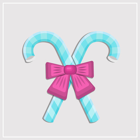 Candy cane with bow. Flat vector illustration.のイラスト素材