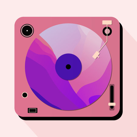 Player for vinyl record. Music flat vector illustration.のイラスト素材