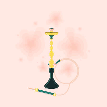 Hookah with smoke. Flat vector illustration.のイラスト素材