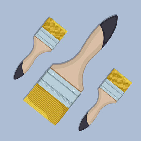 brush painting wall. Vector illustration handmade tools collection.のイラスト素材