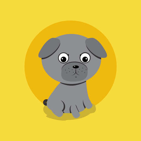 Cute dog of pug breed. vector illustration.のイラスト素材