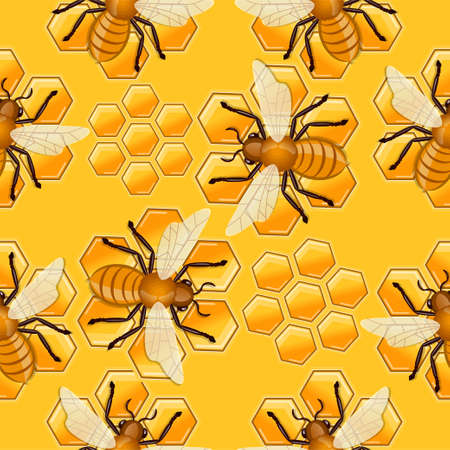 Pattern of honey bees.vector illustration.のイラスト素材