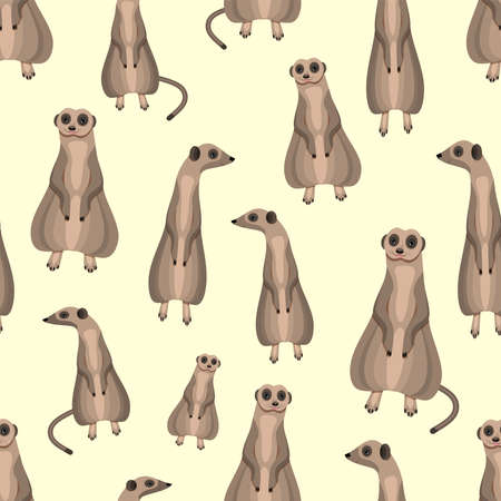 Pattern of group of meerkats. Flat vector illustration.のイラスト素材