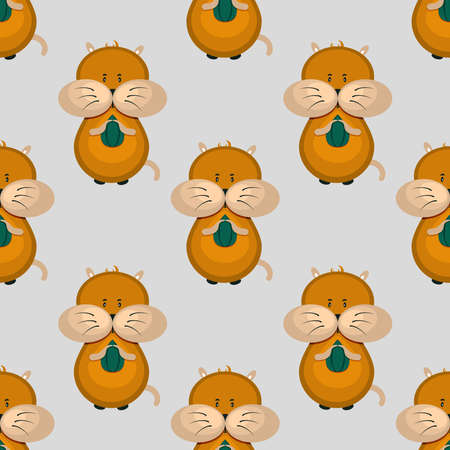 Pattern with cute hamster holding sunflower seed. vector illustration.のイラスト素材