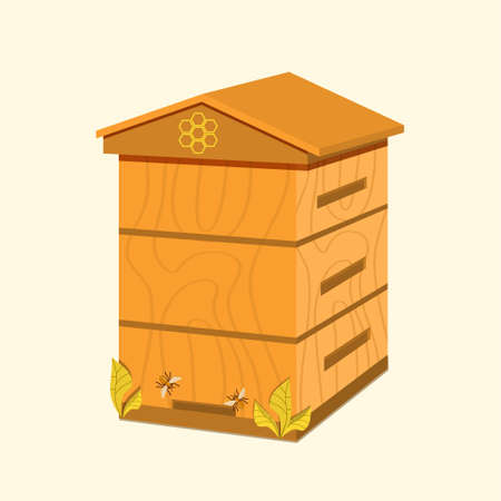 Vector illustration of house for bees.のイラスト素材