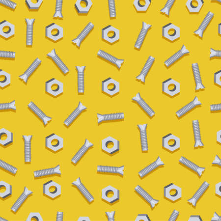 Seamless background with screws and bolts. Construction tools for home renovation. vector illustration.のイラスト素材