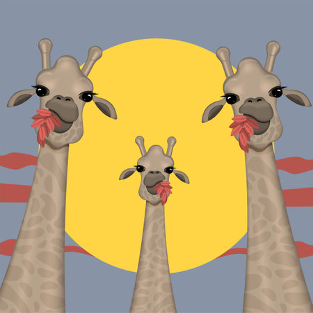 Portrait of funny giraffes. animal character vector illustration.のイラスト素材
