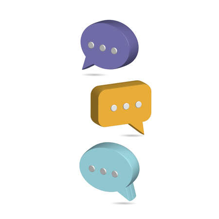 3d chat bubble icon vector illustration. dialogue symbolのイラスト素材