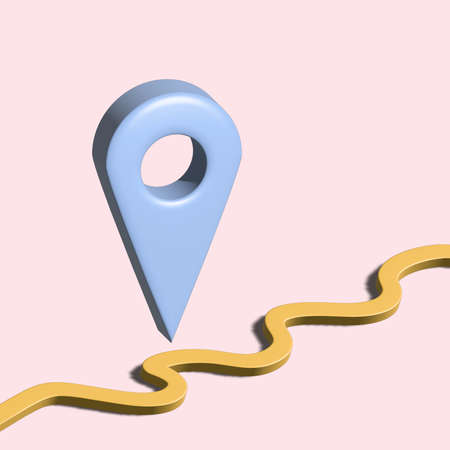 Map pointer 3d pin. Location symbol isolated on pink background.