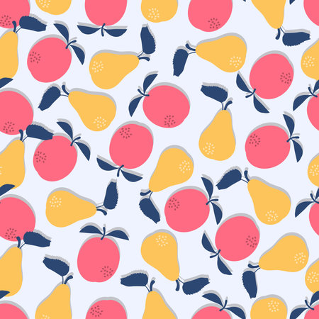 Pattern of pears and plumes. flat vector illustration.