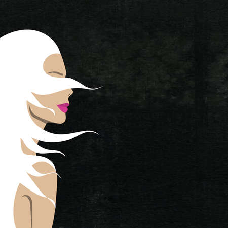Profile of girl with flowing hair. vector illustration.のイラスト素材
