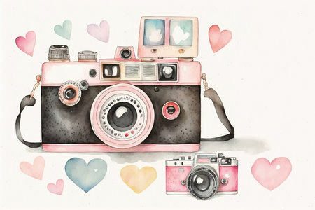 black retro camera. fun collection.の素材