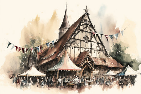 Oktoberfest drawing with bit of watercolor.の素材