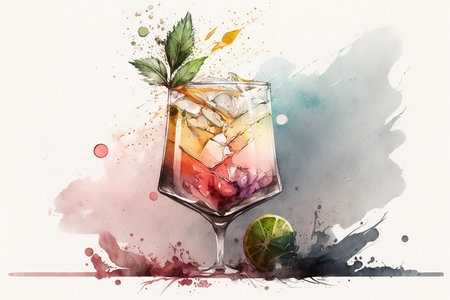Cocktail drawing with bit of watercolor.の素材